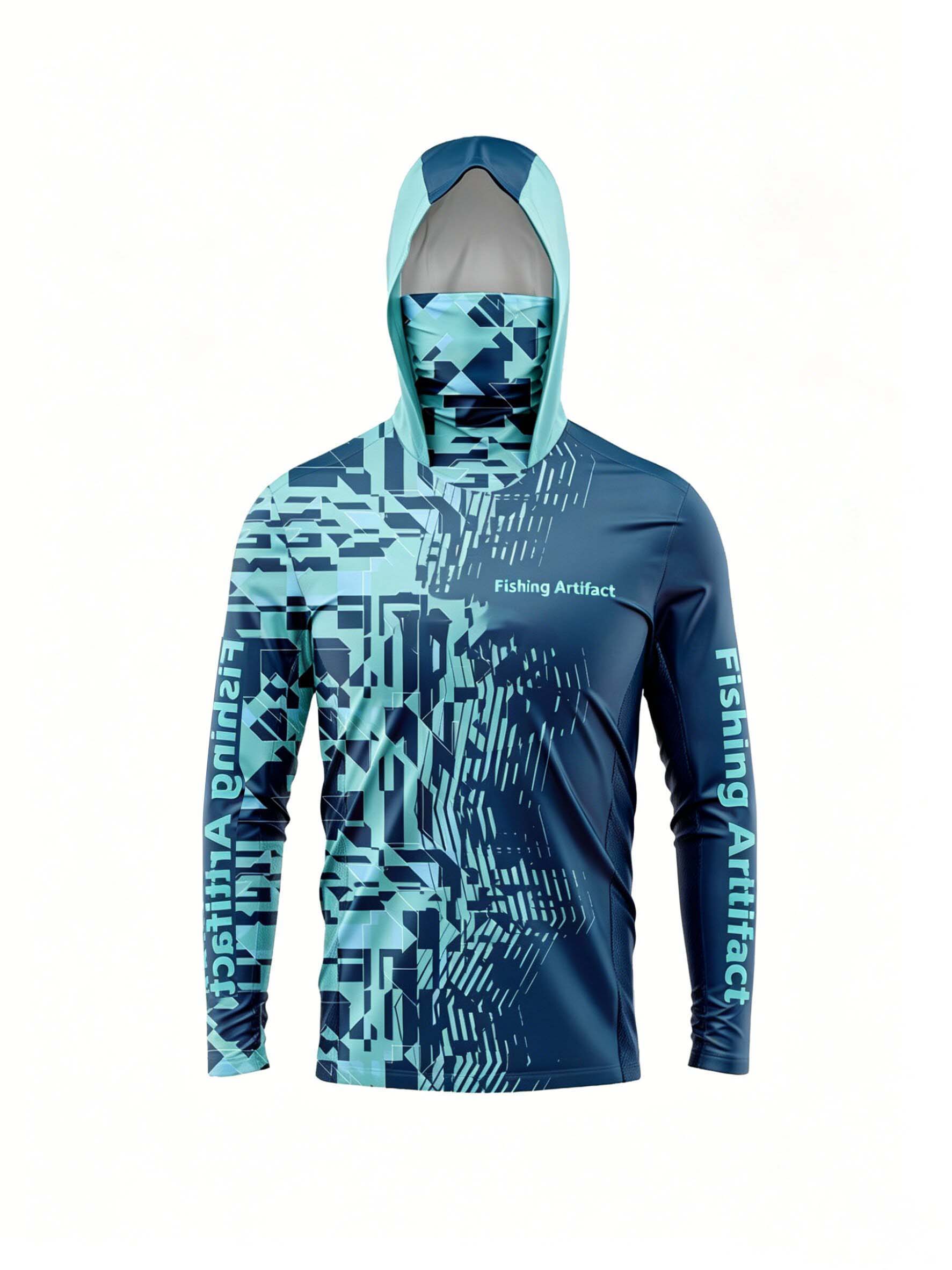 Fishing Mask Sun Protection - Sommer-Anglerhoodie für Herren, langärmelig mit Maske,