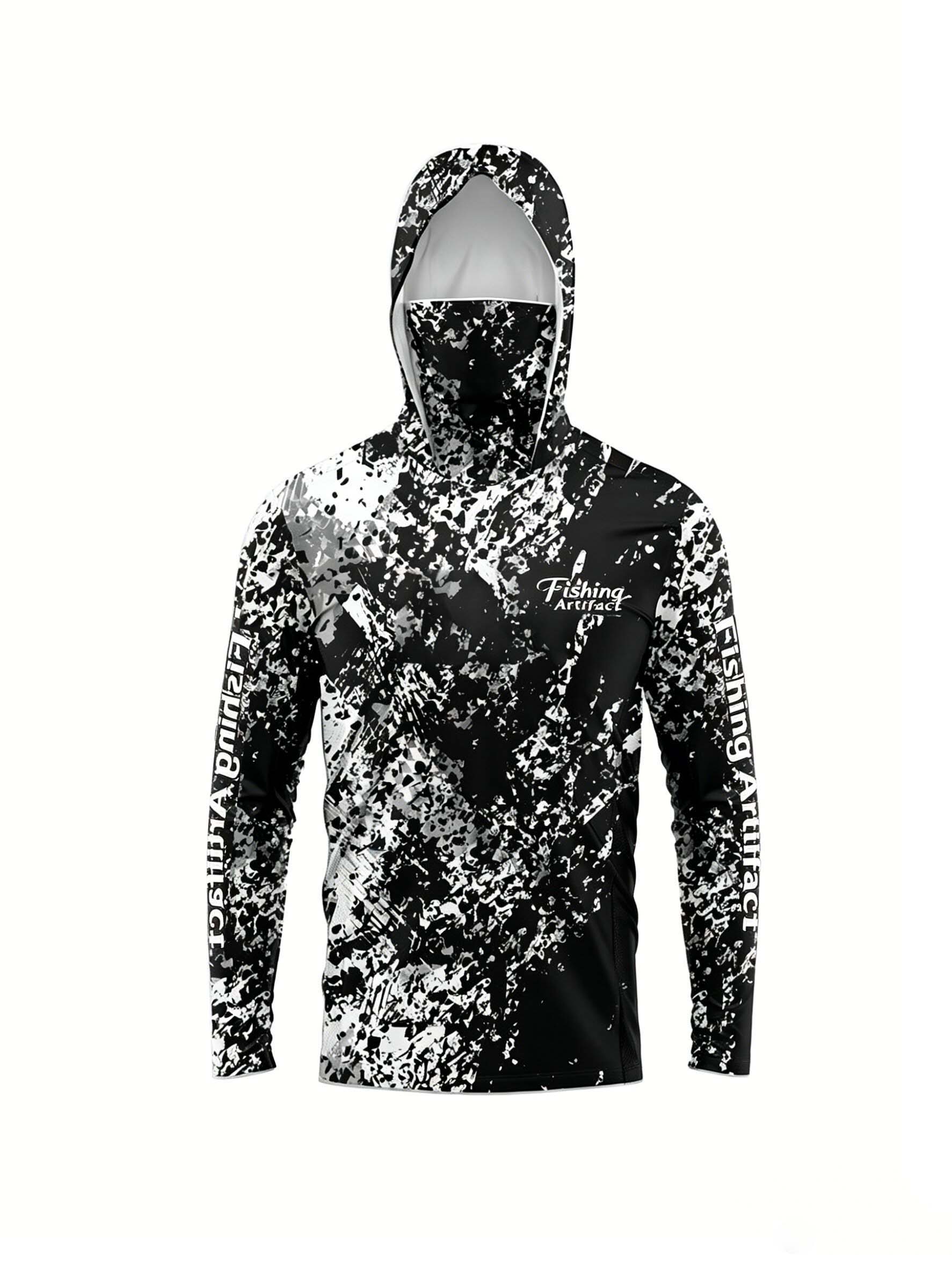 Fishing Mask Sun Protection - Herren Sommer 3D-gedruckter Angel-Hoodie mit Gesichtsmaske