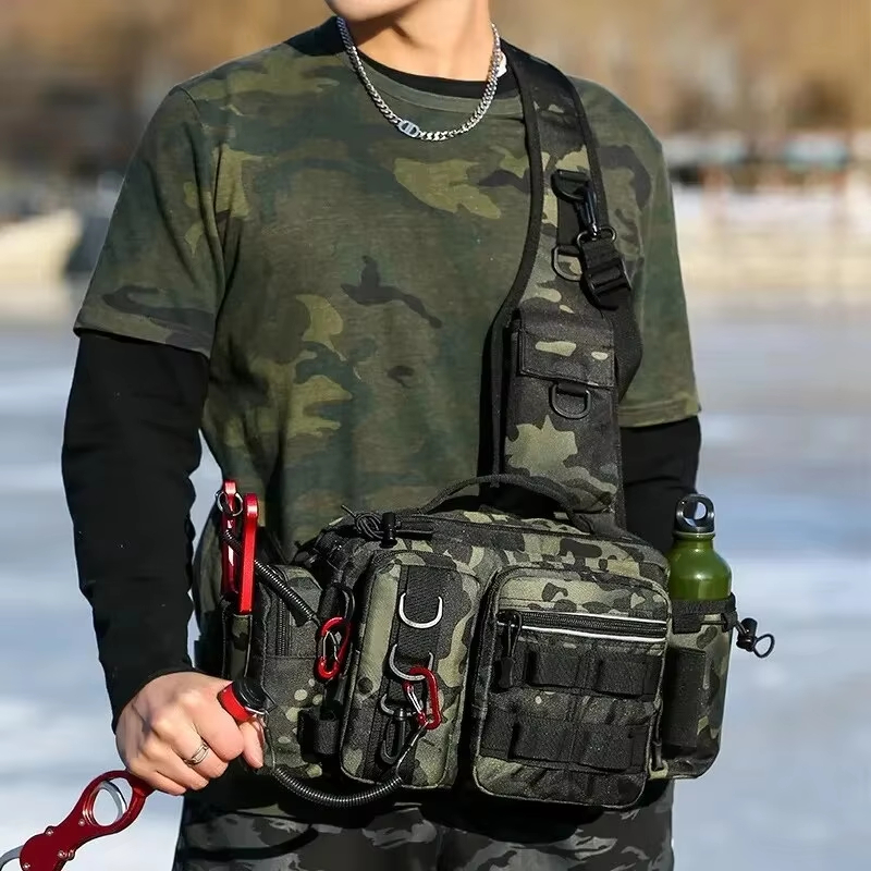 Fishing Backpack - Taktische Outdoor-Camping-Klettertasche, Crossbody-Angeltasche, Aufbewahrungsrucksack für Trekking,