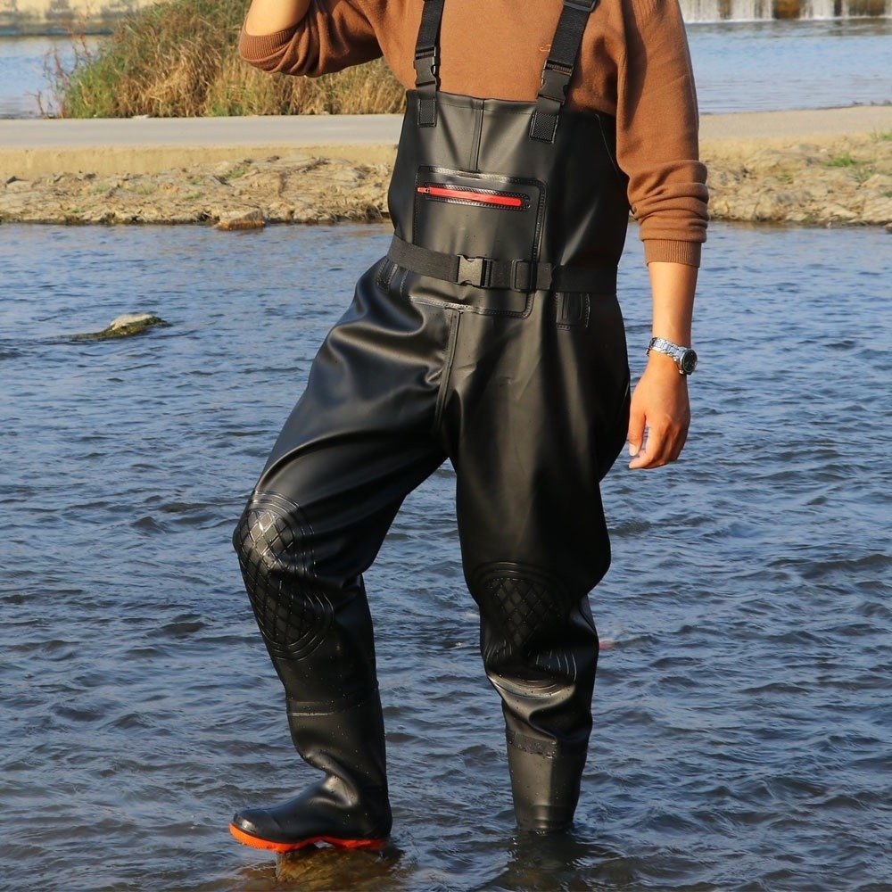 Fishing Waders - Nützlicher PVC-Angelanzug mit Doppel-Knieschonern, verdicktem Design,