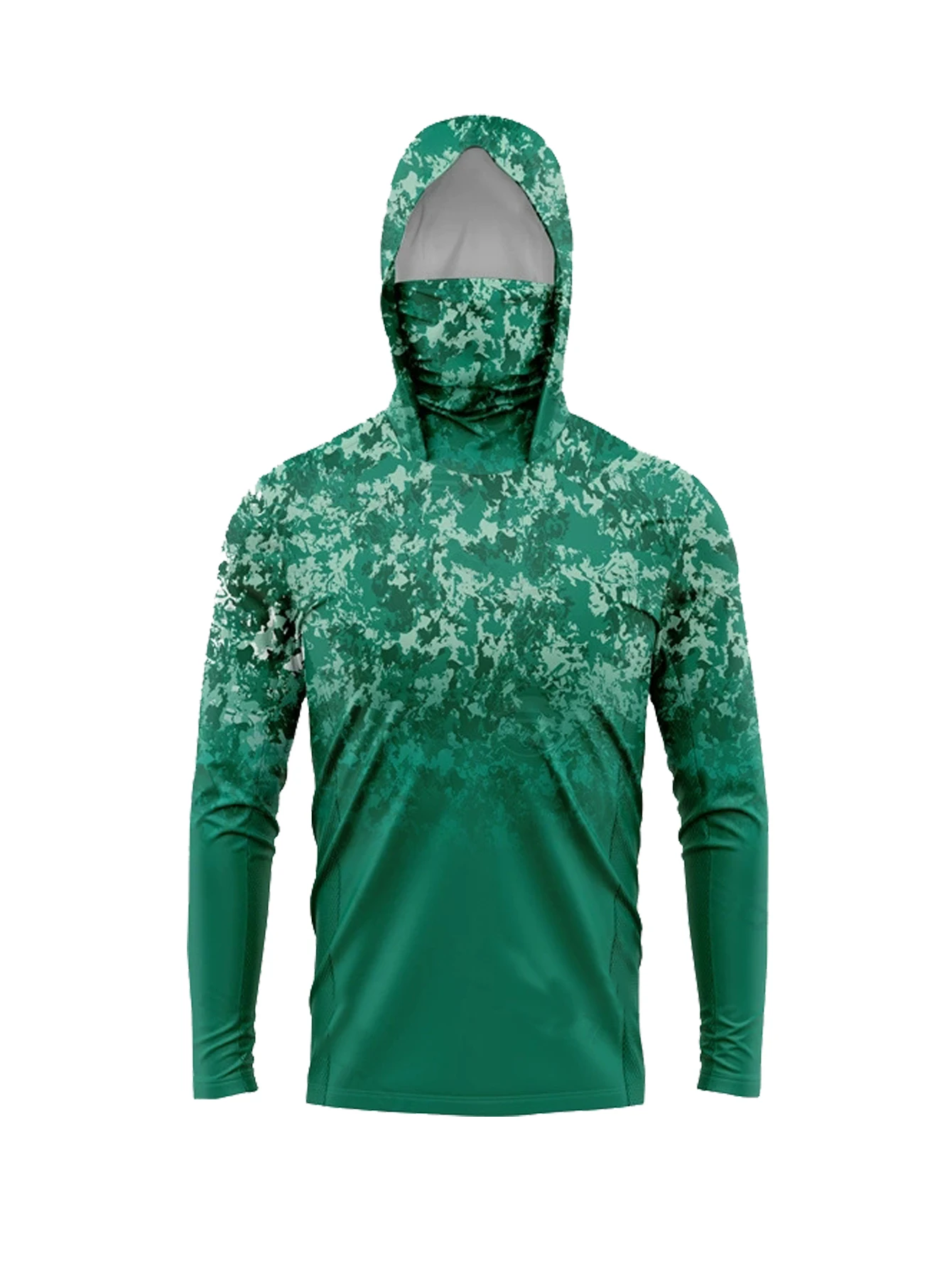 Fishing Mask Sun Protection - Herren UPF50+ Sonnenschutz-Angelhoodie mit Gesichtsmaske, grüner